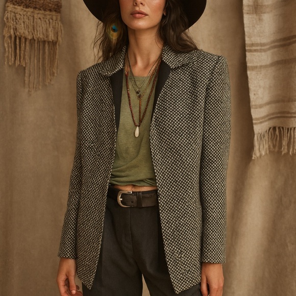 Tahari Jackets & Blazers - Tahari Black White Check Open Front Lined Blazer Size 14